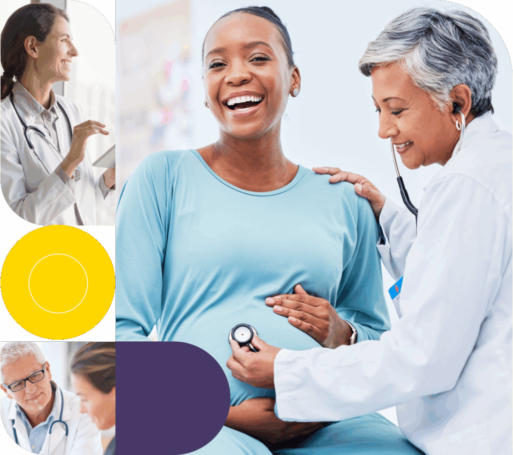 collage of various healthcare workers and patients.